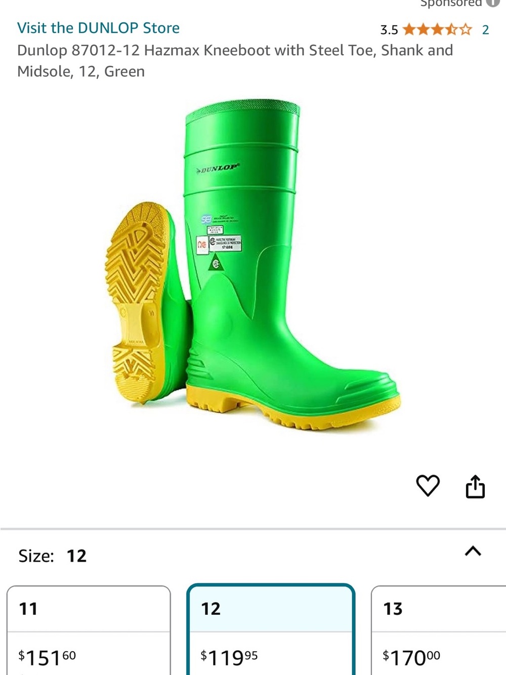 ONGUARD Hazmax Green & Yellow Safety Knee Boot